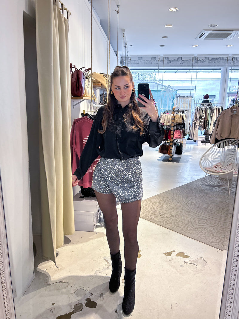 Hosenrock mit Pailletten Silber