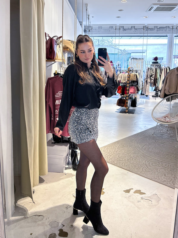 Hosenrock mit Pailletten Silber