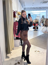 Rock mit Pailletten und Leomuster Braun