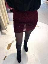 Rock mit Pailletten und Leomuster Weinrot