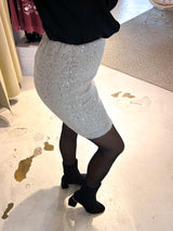 Rock mit Pailletten und Leomuster Beige
