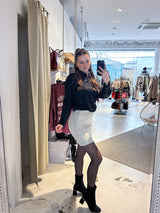 Rock mit Pailletten und Leomuster Beige