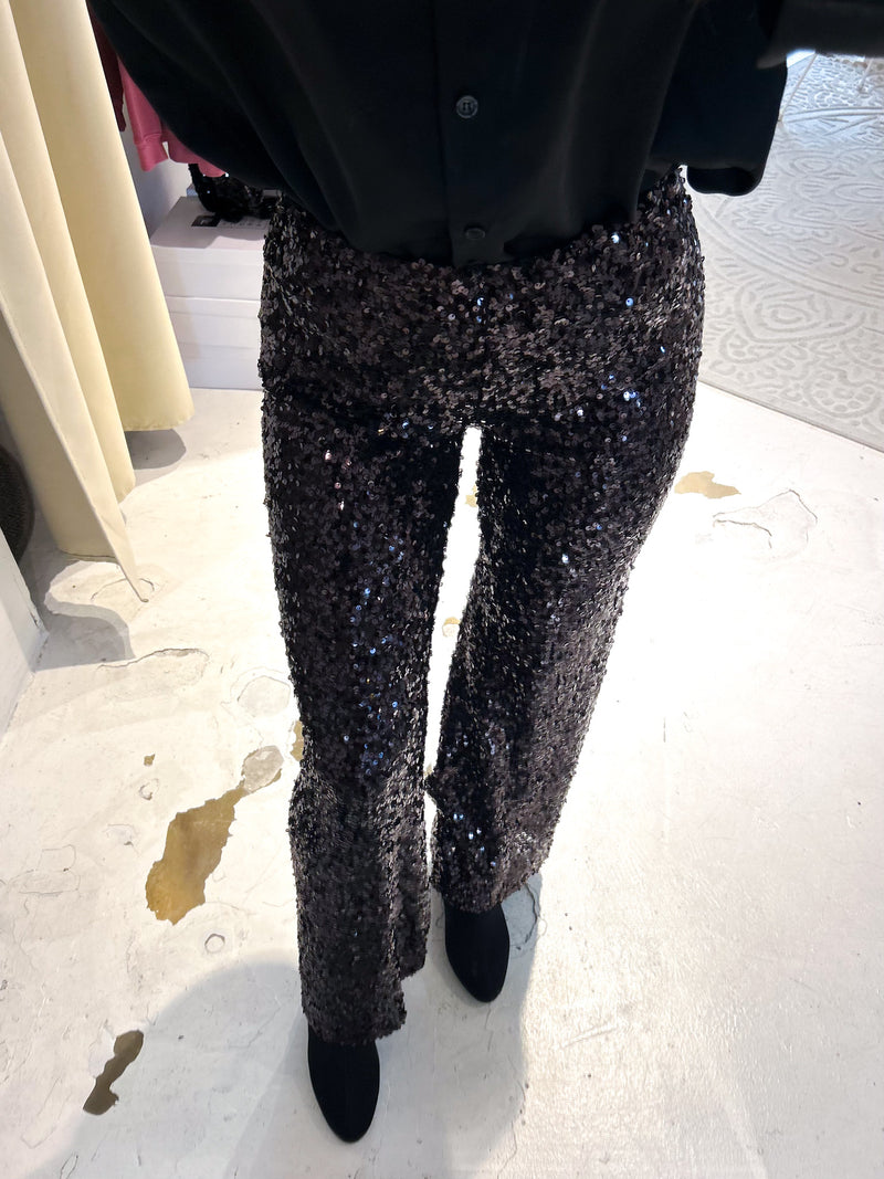Hose mit Pailletten Braun