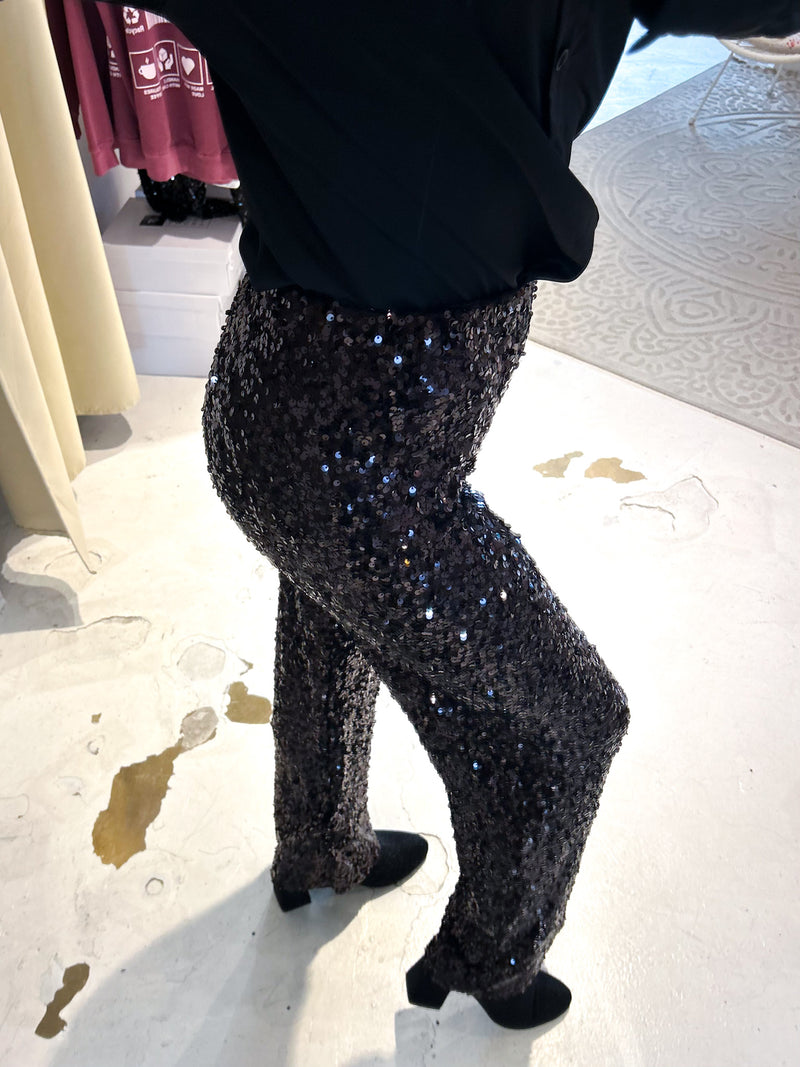 Hose mit Pailletten Braun