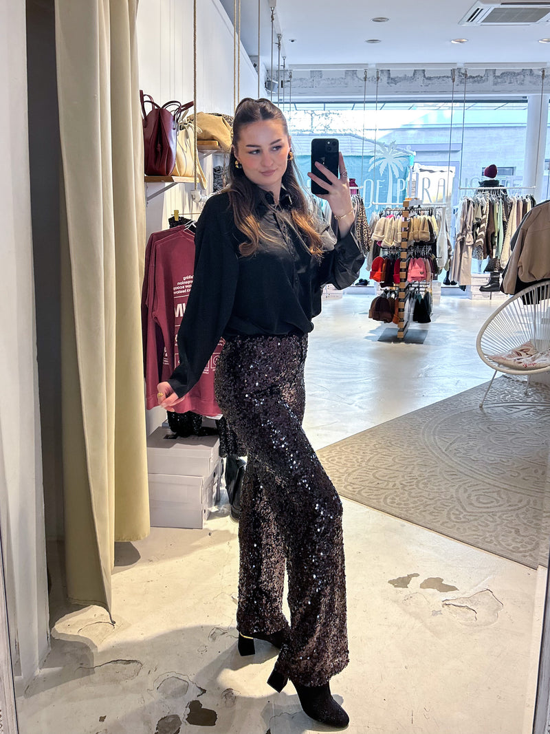 Hose mit Pailletten Braun