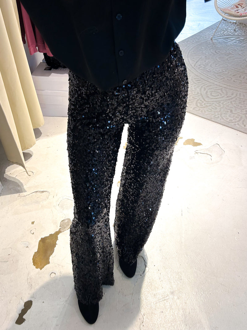 Hose mit Pailletten Schwarz