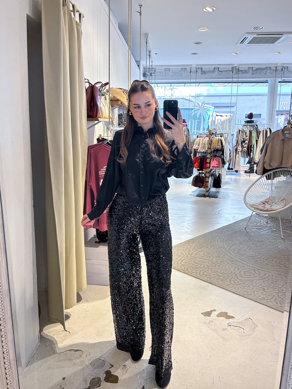Hose mit Pailletten Schwarz