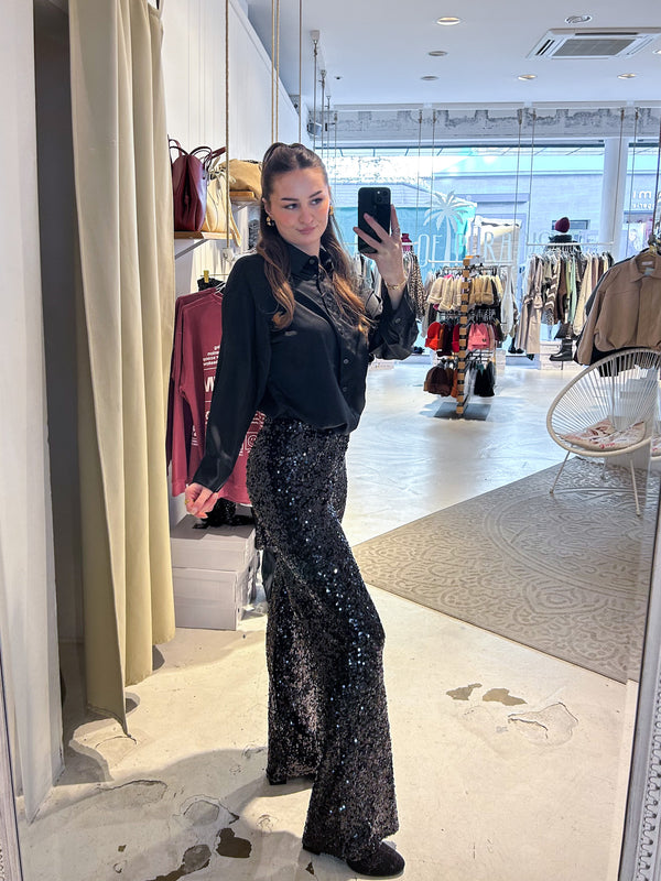 Hose mit Pailletten Schwarz