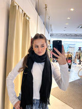 Dünner Schal mit Fransen Schwarz