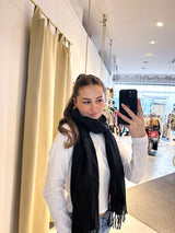 Dünner Schal mit Fransen Schwarz