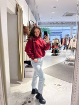 Marsala Oversized Hoodie Washed Burgundy Red