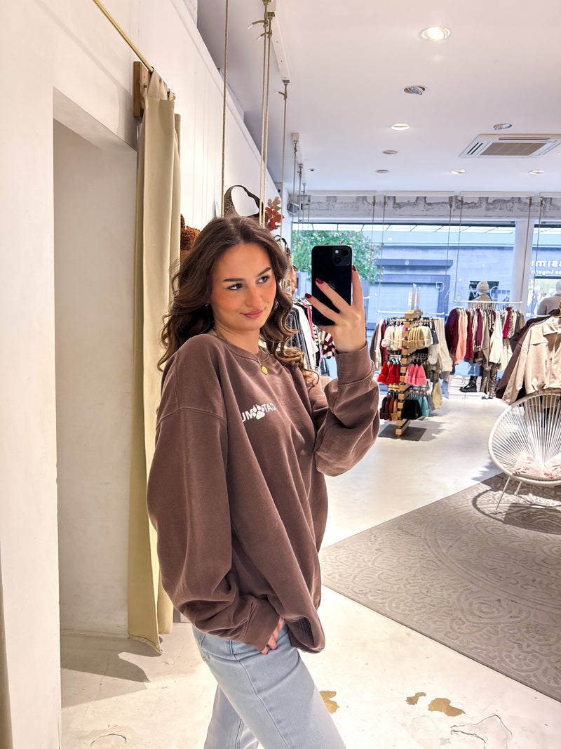 Cat Mum Crew Neck Braun