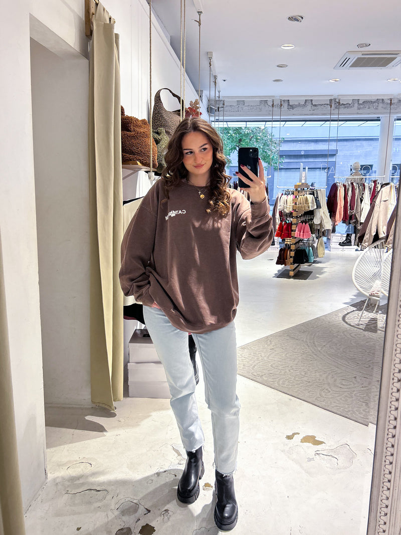 Cat Mum Crew Neck Braun