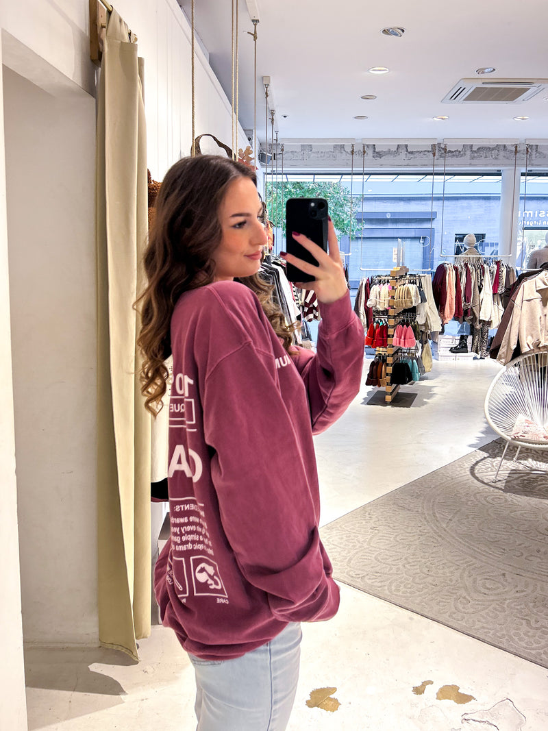 Cat Mum Crew Neck Weinrot