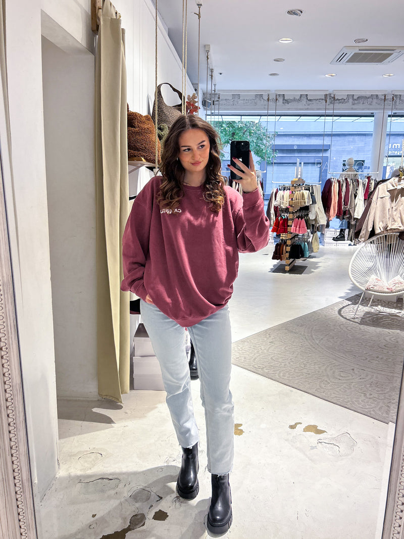 Cat Mum Crew Neck Weinrot