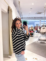 Strickpullover mit Muster Schwarz/Beige