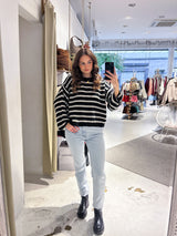 Strickpullover mit Muster Schwarz/Beige