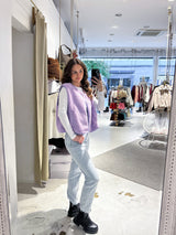 Kurze Teddy Weste mit Knopfleiste Flieder