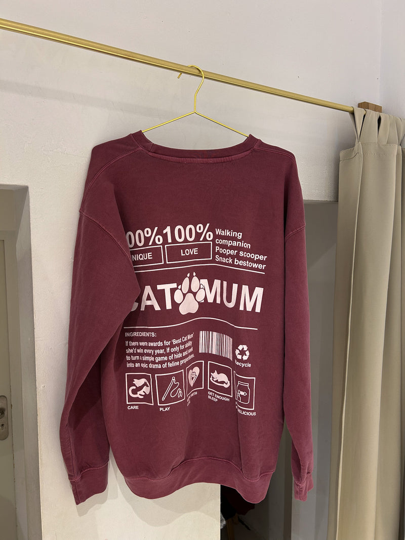 Cat Mum Crew Neck Weinrot