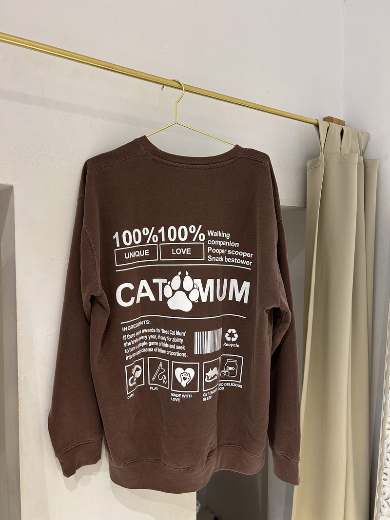 Cat Mum Crew Neck Braun