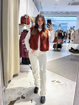 Kurze Teddy Weste mit Knopfleiste Rost