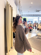 Strickpullover mit V-Ausschnitt Hellbraun