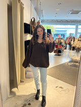 Strickpullover mit V-Ausschnitt Braun