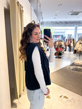 Kurze Teddy Weste mit Knopfleiste Navy