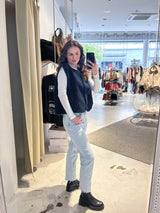 Kurze Teddy Weste mit Knopfleiste Navy