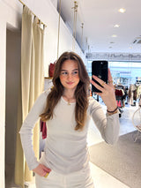 Ribbed Langarm Shirt Beige