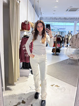 Ribbed Langarm Shirt Beige