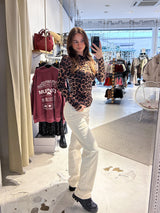 Shirt mit Rollkragen und Leomuster Camel