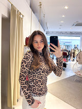 Shirt mit Rollkragen und Leomuster Beige