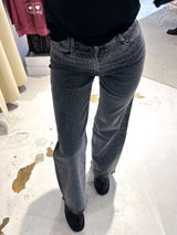 Dad Fit Jeans mit Steinchen Grau