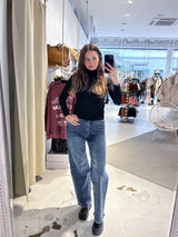 Dad Fit Jeans mit Steinchen Blau