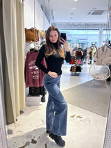 Dad Fit Jeans mit Steinchen Blau