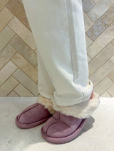 Hausschuhe mit Kunstfell Flieder