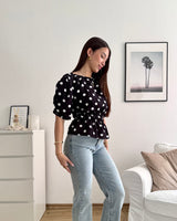 Bluse mit Dots Schwarz