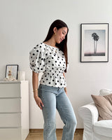 Bluse mit Dots Weiß