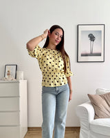 Bluse mit Dots Gelb