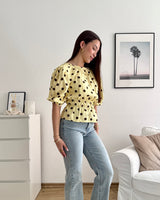 Bluse mit Dots Gelb