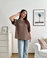 T-Shirt mit Streifen Creme/Braun