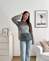 Longsleeve Mesh Dots Olive/Weiß