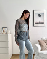 Longsleeve Mesh Dots Olive/Weiß
