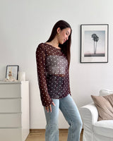 Longsleeve Mesh Dots Braun/Weiß