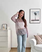 Longsleeve Mesh Dots Taupe/Braun
