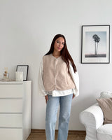 Kurze Teddy Weste mit Knopfleiste Beige