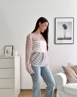 Longsleeve Mesh Dots Rosa/Braun