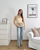 Longsleeve Mesh Dots Gelb/Braun