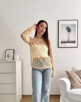 Longsleeve Mesh Dots Gelb/Braun